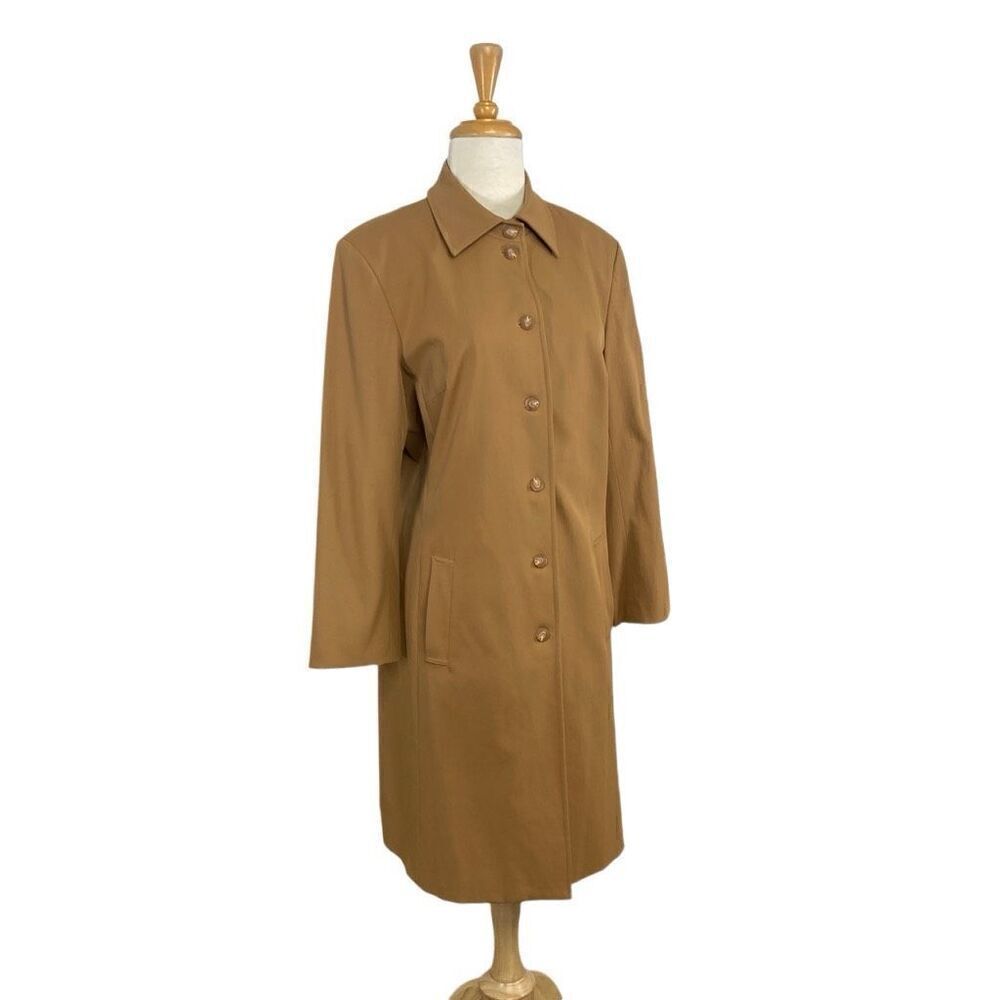 Gianni US M EU L Tan Long Jacket  Blonde Retro Classic Minimalist Trench Coat
